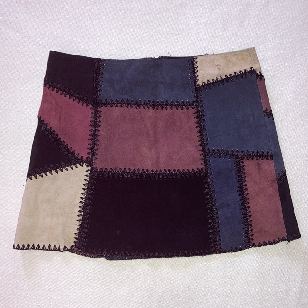 ZARA | Leather Quilted Patchwork Mini Skirt